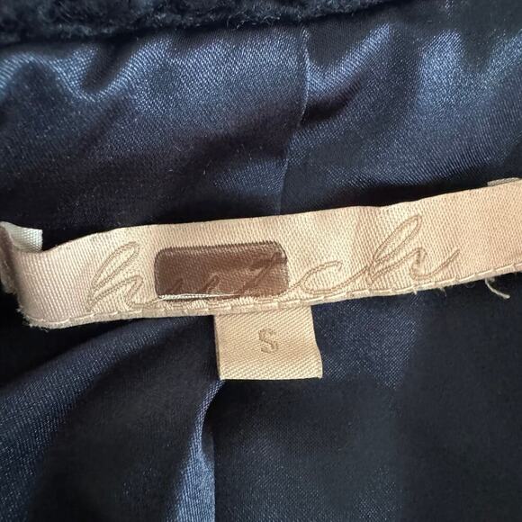 Hutch Tweed Faux-Fur Texture-Rich Wool-Blend Elaina Long Coat Navy Women's Small - Picture 8 of 10